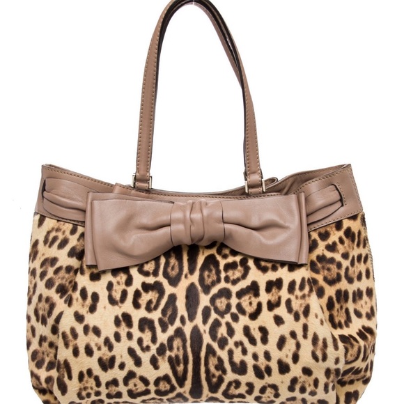 Valentino Garavani Aphrodite Ponyhair Leopard Print Bow Satchel (Retail $2,795) - Picture 2 of 6